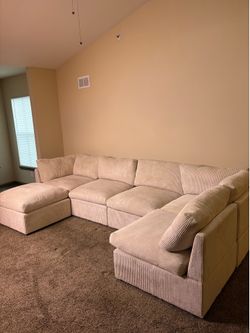 Beige Corduroy Sectional