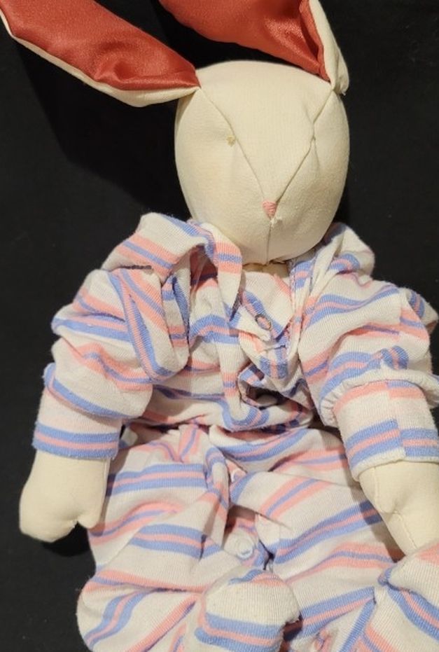 Jackie Headly Collection, Spring Decor, Soft Cotton Rabbit In Pastel Pajamas