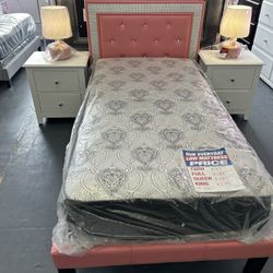 Twin Size Bed And Mattress Combo 