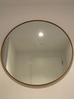 Console with pottery barn 38” metal framed mirror