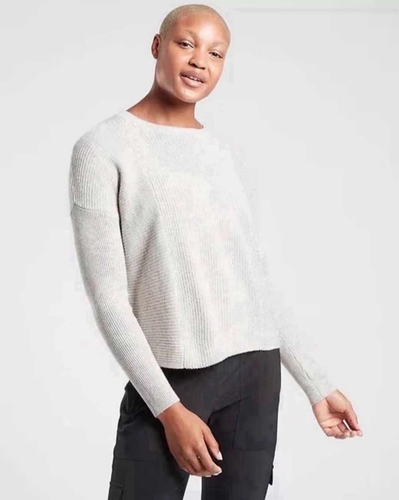 ATHLETA Wool Cashmere Turin Sweater, Size XS, Light Grey Heather