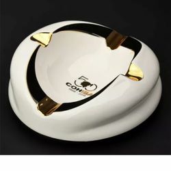 Massive 50 Years Anniversary 11 Inches Limited White & Gold Cigar Ashtray Holder