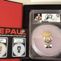 Jake Paul 2024 Colorized Chibi 2oz Pure Silver Autograph Label - PCGS PR70DCAM