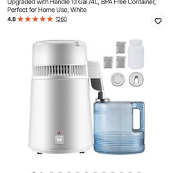 VEVOR Pure Water Distiller 750W, Purifier Filter Fully Upgraded with Handle 1.1 Gal /4L, BPA Free Container, Perfect for Home Use, White