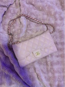 Pink Chanel Wallet with Gold Chain