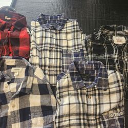 Long sleeve flannel shirts.