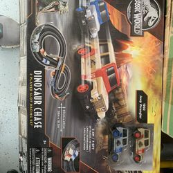 Jurassic World Dinosaur Chase 2 Player Slot Racing Set. 