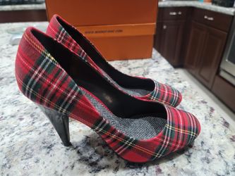 Rocket Dogs Red Plaid Pumps Heels Size 8 New In Box