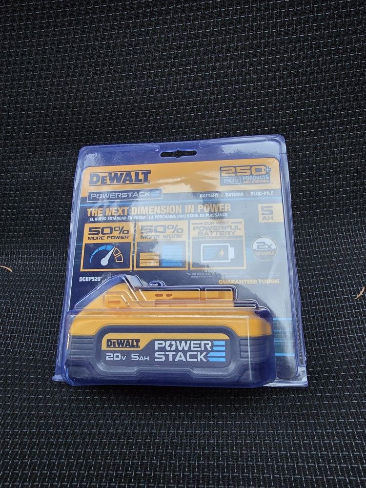 New. Dewalt POWERSTACK 20V Lithium-Ion 5.0Ah Battery Pack
