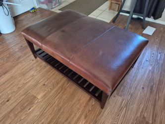 Genuine Leather Ottoman with under storage