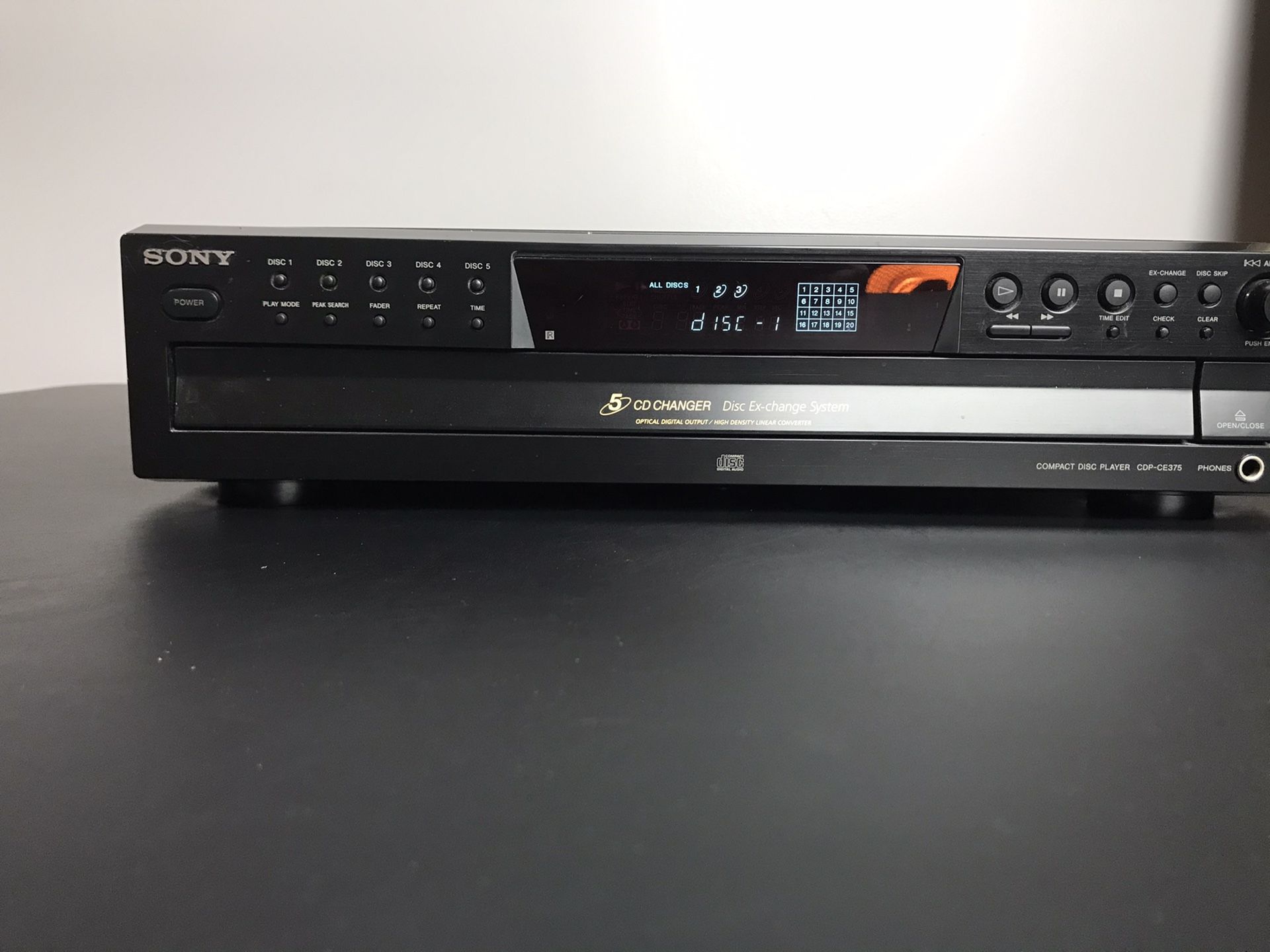 SONY CDP-CE375 5 Disc Carousel CD Player Changer -TESTED