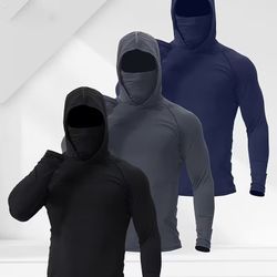 Camiseta Deportiva Con Capucha De Compresion Para Hombre L