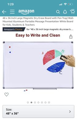 48 x 36 Inch Large Magnetic Dry Erase Board