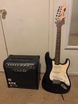Squier strat with line 6 amp