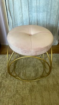 Pink and gold vanity stool