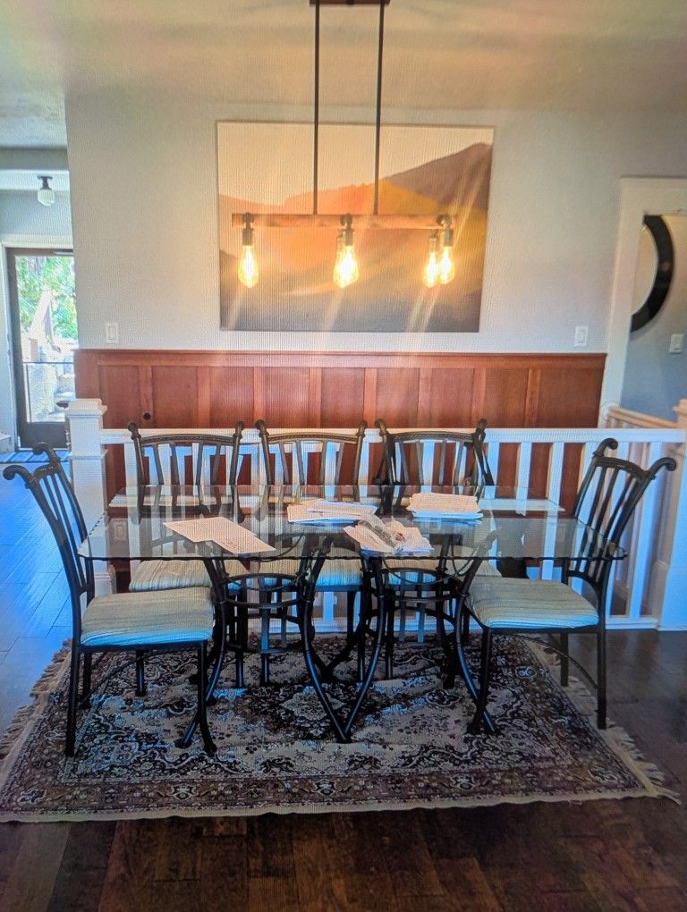 Glass Kitchen Table W/ 5 Chairs