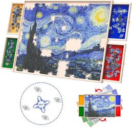 Rotating Puzzle Board 1000 Piece - 360° Wheels, with Cover
