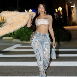 Butterfly rhinestone Denim Jeans