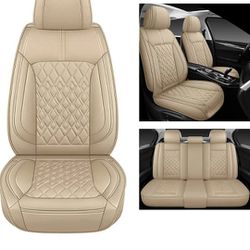 Pariitadin Leather Car Seat Covers Full Set, Waterproof Breathable Faux Leather Automotive Seat Covers for Cars