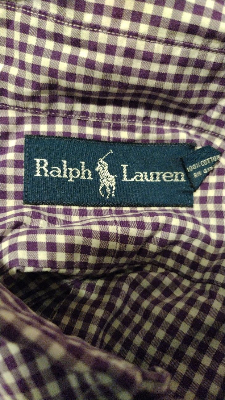 Vintage Ralph Lauren Button Down Shirt 2XB Big & Tall Preowned Purple Gingham 