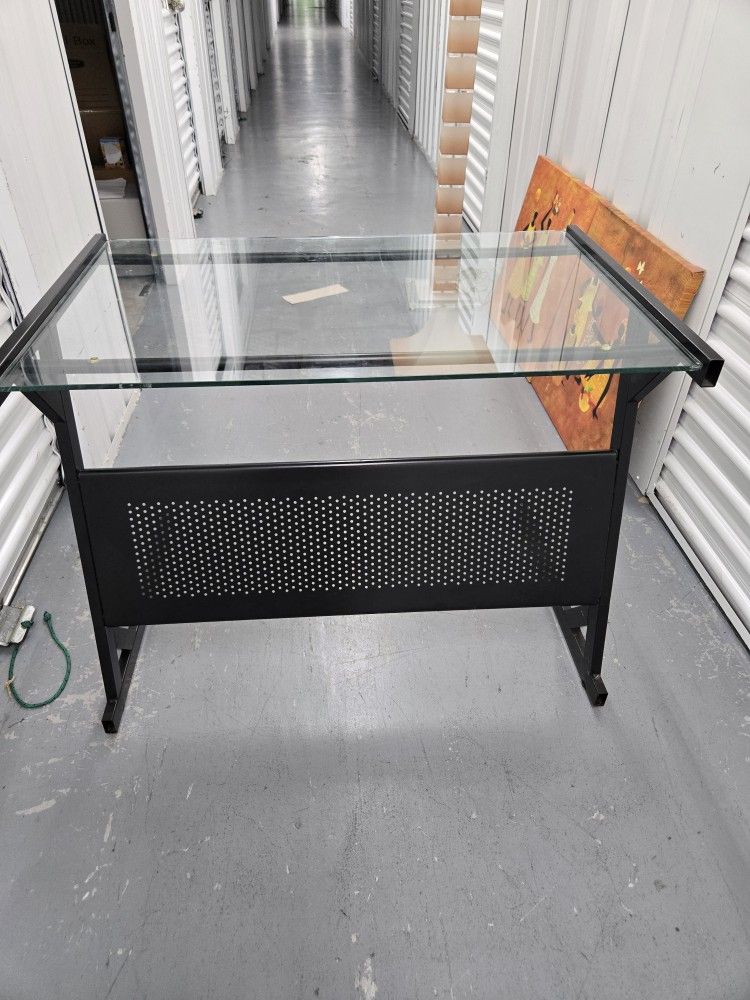 Modern glass-top computer desk 