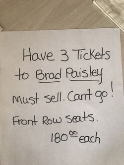 Tickets to Brad Paisley concert