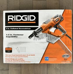 Brand New Ridgid 3 in Drywall And Deck Collated Screw Driver