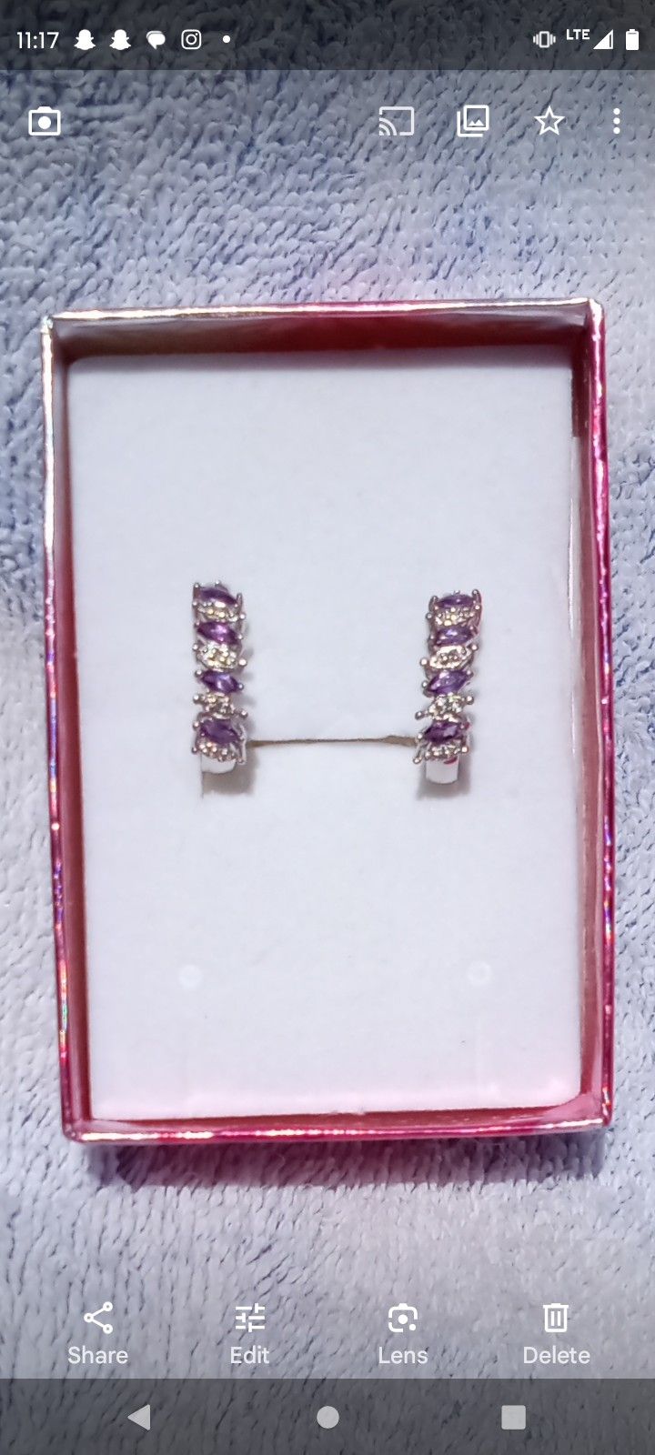 Purple Amethyst Earrings In Sterling Silver