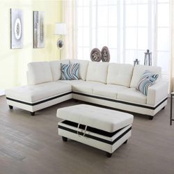 Black bonded leather sectional household living room footstool collection furniture for sales near me