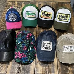 8 Ladies Hat Bundle Snapback Adjustable Velcro Caps Lot Cute Styles