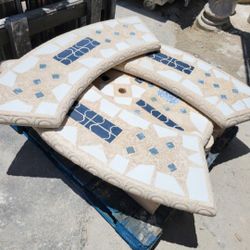 Concrete Mosaic Picnic Table with 3 Benches/ Outdoor Patio Furniture