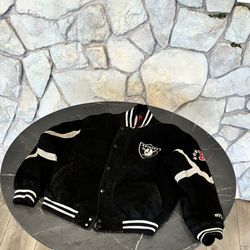 🏈 Vintage NFL Raiders Suede Distressed Leather Varsity Jacket – XL 🏈