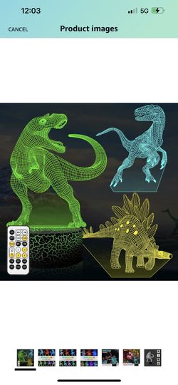 3D Dinosaur Led Night Light - Come with 3 Patterns Acrylic Plate