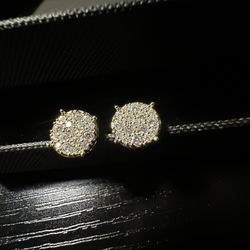 925 Silver & VVS1 Round Cut Diamond Earrings