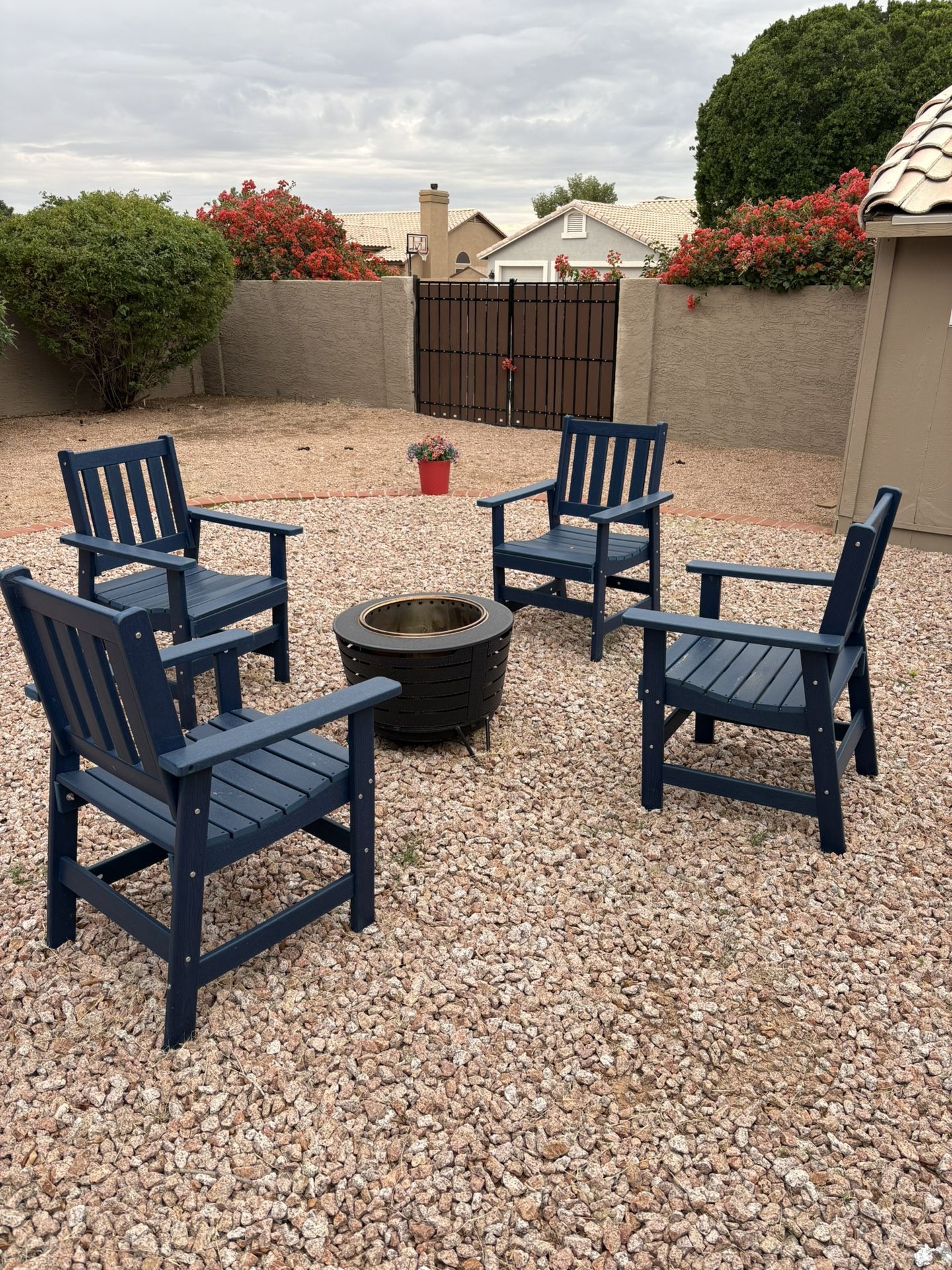 4 Composite Chairs And Fire Pit For Sale