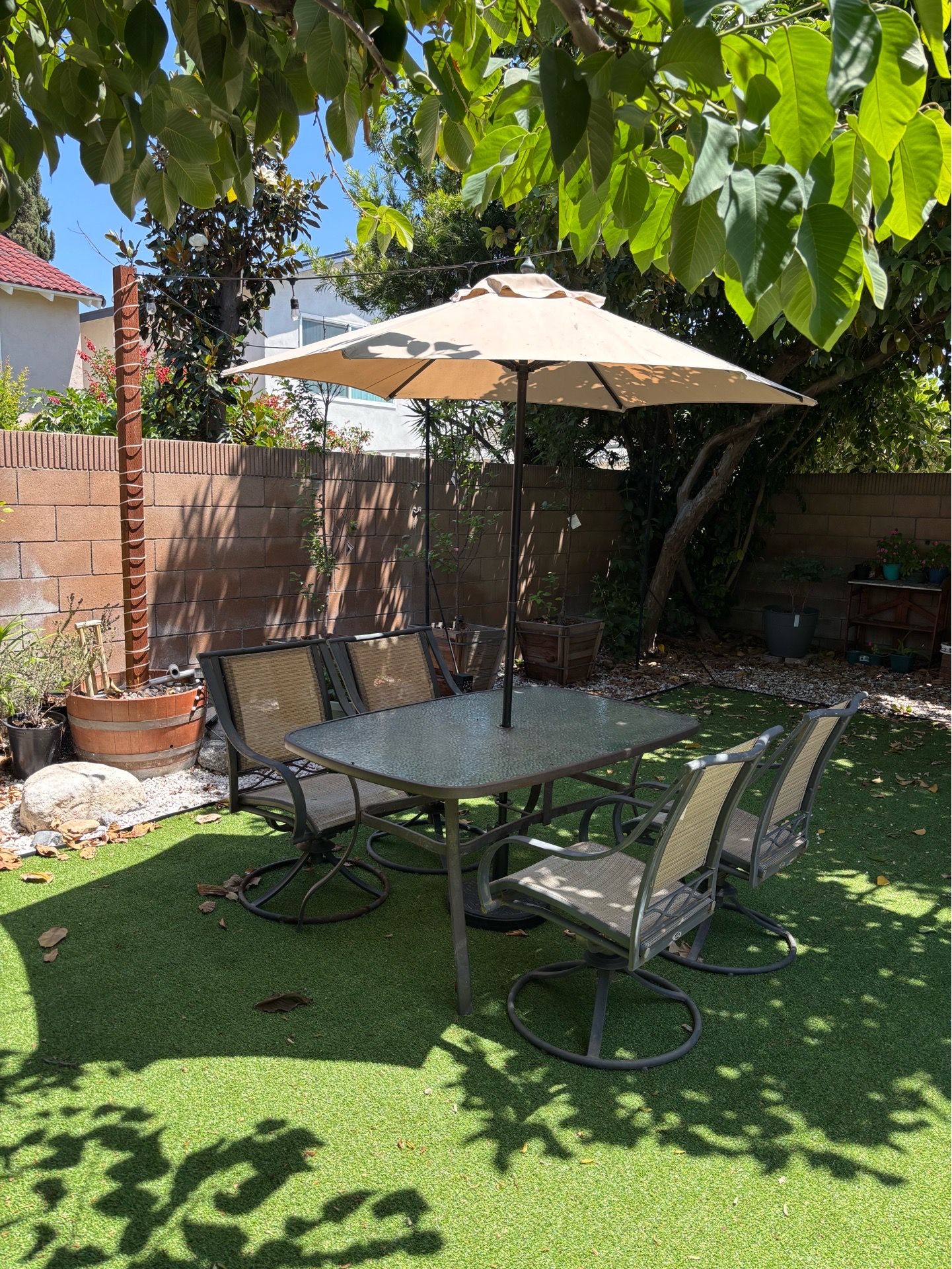 Patio furniture Table Chairs and umbrella