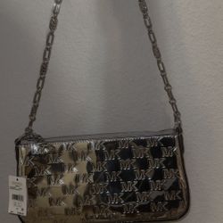 MICHAEL KORS Silver MD Chain Pouchette