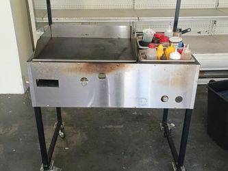Commercial Stainless Steel Griddle Cart on Wheels