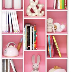 Estantería Furinno de 11 cubos - Blanco y Rosado