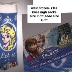 New Disney Frozen Elsa Knee high Socks Size 9-11 – shoe size 4-10 (4 available ) Cosplay-Halloween –party –Dress up