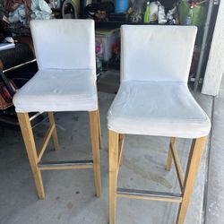 Set of 2 (29” Tall) Bar Stools With Backs & Washable Covers