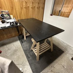 Black Top Wooden Desk – 5’3” x 31.5” – Sturdy & Spacious