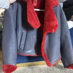 Authentic Ferrari Faux Fur Lined Leather Jacket
