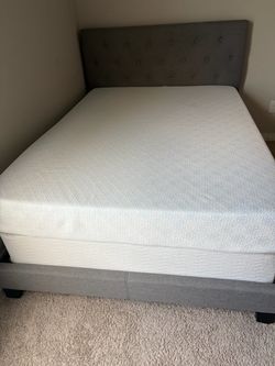 Full size 8-inch memory foam mattress with 8-inch metal box frame.