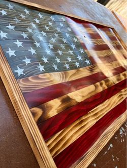 Handmade Wooden American Flag: Rustic Patriotic Wall Art, Custom Sizes