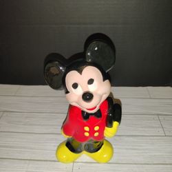 Vintage Walt Disney Ceramic Mickey Mouse Figure Statue Holding Top Hat