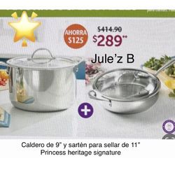 Princess House. Juego  De Caldero De 9 Qts Y Sarten De 11” Nuevos En Sus Cajas 
