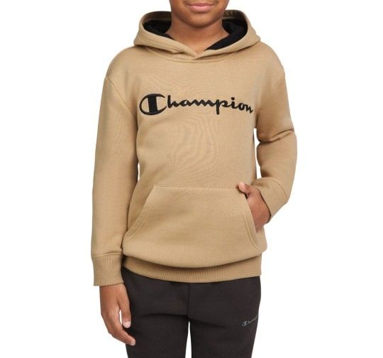 New Kids Champion Logo Fleece Hoodie Oatmeal XS 4/5