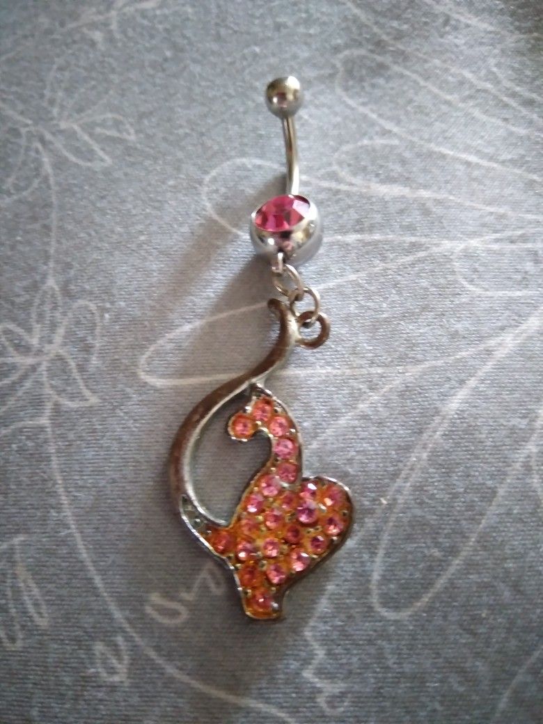 Baby Phat Belly Ring Pink Rhinestones Vintage