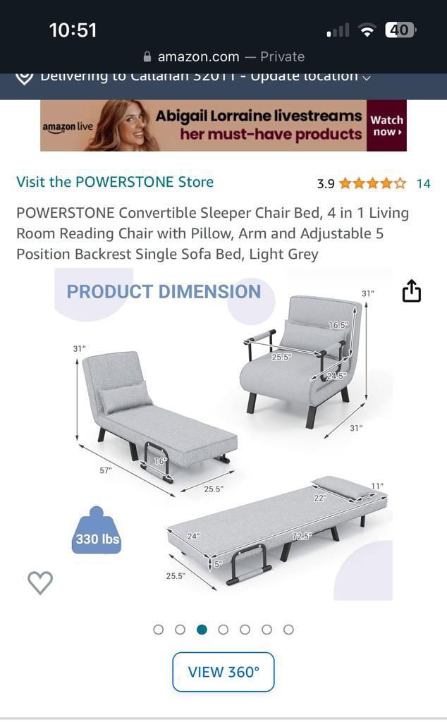 Convertible Sleeper Chair